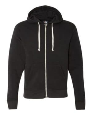 BLACK SOLID J america 8872 triblend full-zip hooded sweatshirt