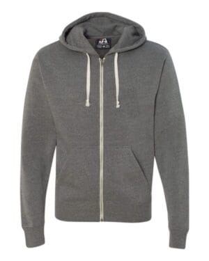 SMOKE TRIBLEND J america 8872 triblend full-zip hooded sweatshirt