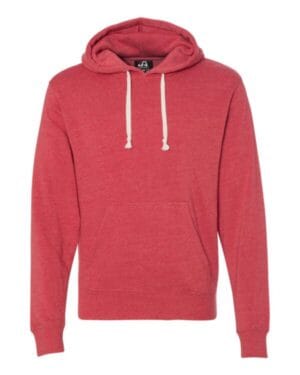 RED TRIBLEND J america 8871 triblend fleece hooded sweatshirt