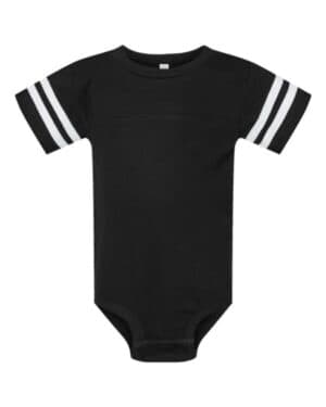 BLACK SOLID/ WHITE Rabbit skins 4437 infant football fine jersey bodysuit