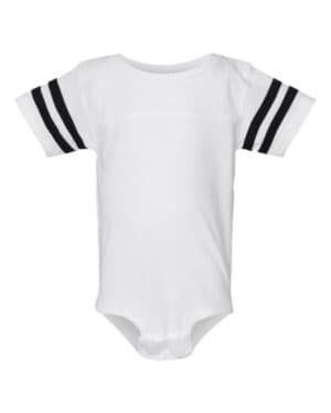 WHITE SOLID/ BLACK Rabbit skins 4437 infant football fine jersey bodysuit