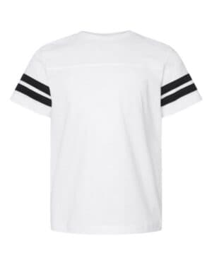 WHITE SOLID/ BLACK Lat 6137 youth football fine jersey tee