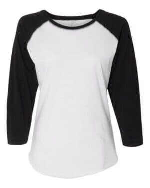 WHITE SOLID/ BLACK 3530 women's baseball fine jersey three-quarter sleeve tee