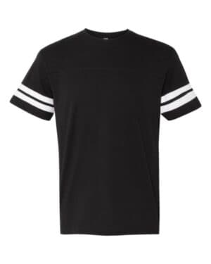 BLACK SOLID/ WHITE Lat 6937 football fine jersey tee