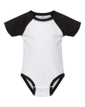 WHITE SOLID/ BLACK Rabbit skins 4430 infant baseball fine jersey bodysuit
