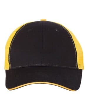 BLACK/ GOLD Valucap S102 sandwich trucker cap