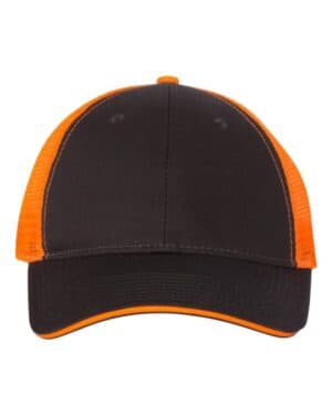 CHARCOAL/ NEON ORANGE Valucap S102 sandwich trucker cap
