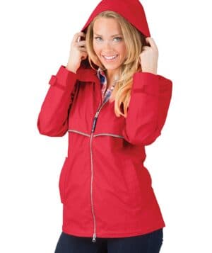 RED/REFLECTIVE Charles river 5099CR women's new englander rain jacket