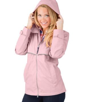 PINK/REFLECTIVE Charles river 5099CR women's new englander rain jacket
