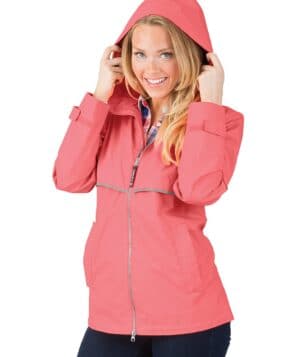 CORAL/REFLECTIVE Charles river 5099CR women's new englander rain jacket