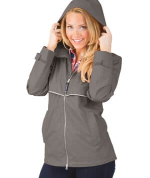 GREY/REFLECTIVE Charles river 5099CR women's new englander rain jacket
