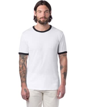 WHITE/ BLACK Alternative 5103BP unisex keeper ringer t-shirt