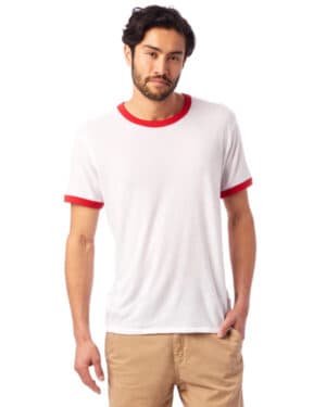 WHITE/ RED Alternative 5103BP unisex keeper ringer t-shirt