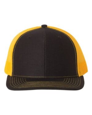 BLACK/ GOLD Richardson 112 adjustable snapback trucker cap