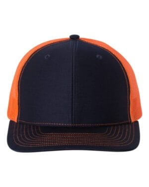 NAVY/ ORANGE Richardson 112 adjustable snapback trucker cap