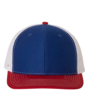 ROYAL/ WHITE/ RED Richardson 112 adjustable snapback trucker cap