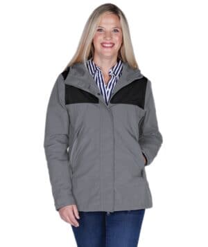 GREY/BLACK Charles river 5161CR women's manchester rain jacket