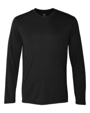 BLACK Hanes 482L cool dri long sleeve performance t-shirt