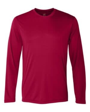 DEEP RED Hanes 482L cool dri long sleeve performance t-shirt