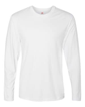 WHITE Hanes 482L cool dri long sleeve performance t-shirt