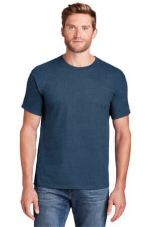 HEATHER BLUE 5180 hanes beefy-t-100% cotton t-shirt