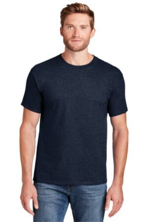 HEATHER NAVY 5180 hanes beefy-t-100% cotton t-shirt