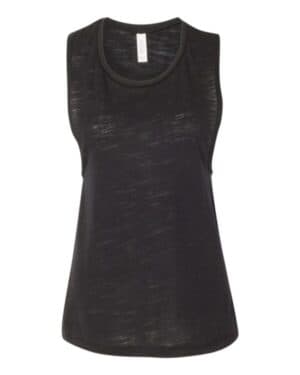 SOLID BLACK SLUB Bella canvas 8803 women's flowy scoop muscle tank