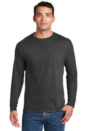 CHARCOAL HEATHER 5186 hanes beefy-t-100% cotton long sleeve t-shirt