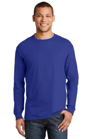 DEEP ROYAL 5186 hanes beefy-t-100% cotton long sleeve t-shirt