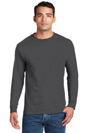 SMOKE GRAY 5186 hanes beefy-t-100% cotton long sleeve t-shirt