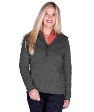 5188CR women's heathered fleece quarter zip hoodie