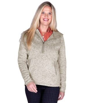 OATMEAL HEATHER 5188CR women's heathered fleece quarter zip hoodie