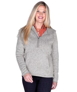 5188CR women's heathered fleece quarter zip hoodie