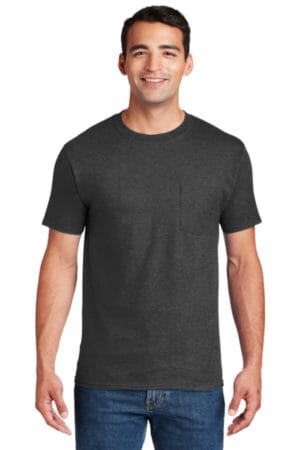 CHARCOAL HEATHER 5190 hanes beefy-t-100% cotton t-shirt with pocket