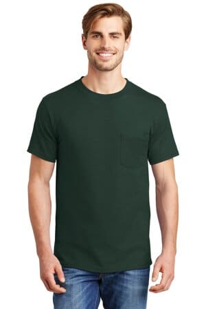 DEEP FOREST 5190 hanes beefy-t-100% cotton t-shirt with pocket