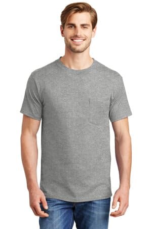 LIGHT STEEL 5190 hanes beefy-t-100% cotton t-shirt with pocket