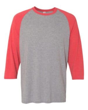 OXFORD/ FIERY RED HEATHER 601RR triblend three-quarter raglan baseball t-shirt