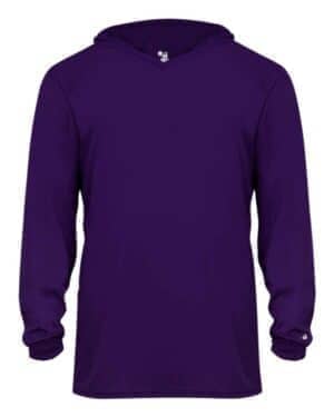 PURPLE PURPLE Badger 2105 youth b-core hooded long sleeve t-shirt