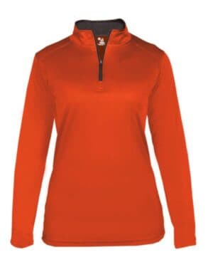 BURNT ORANGE/ GRAPHITE Badger 4103 womens b-core quarter-zip pullover