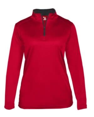 RED/ GRAPHITE Badger 4103 womens b-core quarter-zip pullover