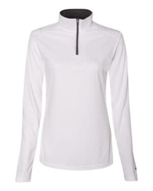WHITE/ GRAPHITE Badger 4103 womens b-core quarter-zip pullover