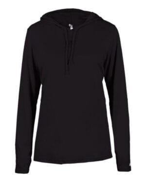 BLACK Badger 4165 women's b-core long sleeve hooded t-shirt