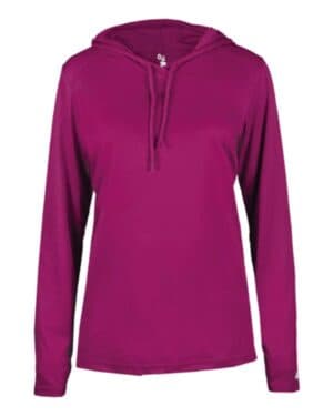 Badger 4165 women's b-core long sleeve hooded t-shirt