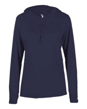 NAVY Badger 4165 women's b-core long sleeve hooded t-shirt