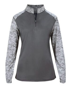 GRAPHITE/ GRAPHITE BLEND Badger 4198 women's sport blend quarter-zip pullover