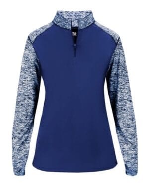 ROYAL/ ROYAL BLEND Badger 4198 women's sport blend quarter-zip pullover