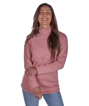 CRYSTAL PINK 5260CR women's newbury asymmetrical snap sweatshirt