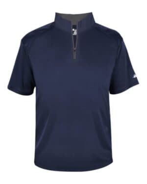 NAVY/ GRAPHITE Badger 4199 b-core short sleeve quarter-zip