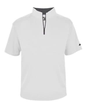WHITE/ GRAPHITE Badger 4199 b-core short sleeve quarter-zip