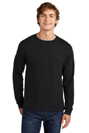 BLACK 5286 hanes essential-t 100% cotton long sleeve t-shirt